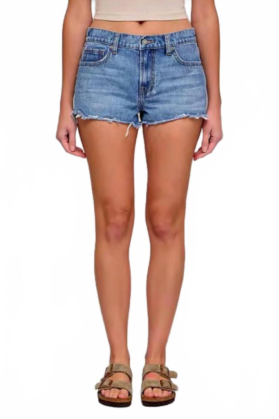 NEW HIDDEN kayla relaxed high rise jean shorts in blue denim